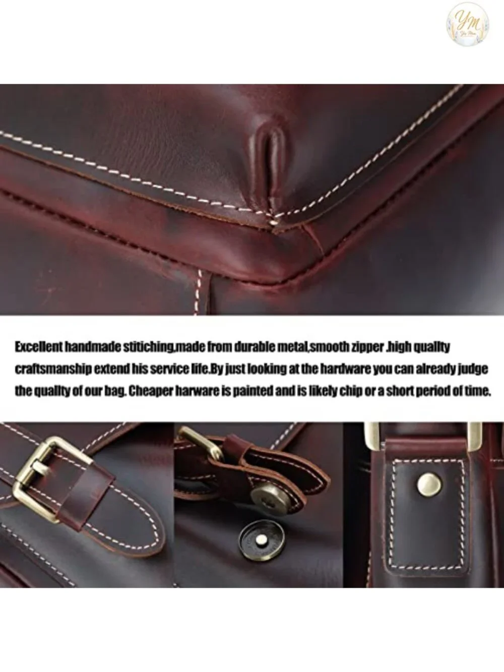 Small Leather Crossbody Messenger Bag with Tablet Pocket